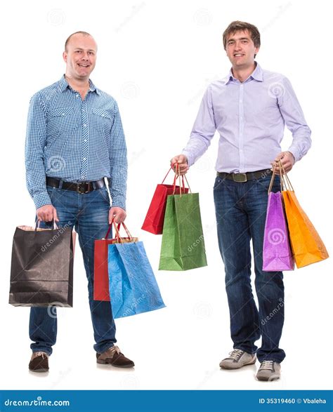 Two Men With Shopping Bags Stock Photo - Image: 35319460