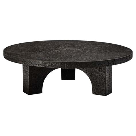 Round Brutalist Coffee Table With Stone Look For Sale At 1stdibs