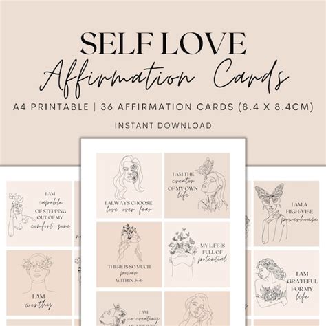 Self Love Affirmation Cards Printable Affirmation Card Deck Etsy