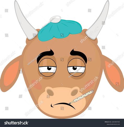 Vector Illustration Face Sick Cartoon Cow Stock Vector (Royalty Free ...