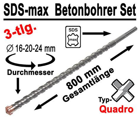 Sds Max Betonbohrer Set Tlg Quadro Bohrer Hammerbohrer Mm Mm Mm