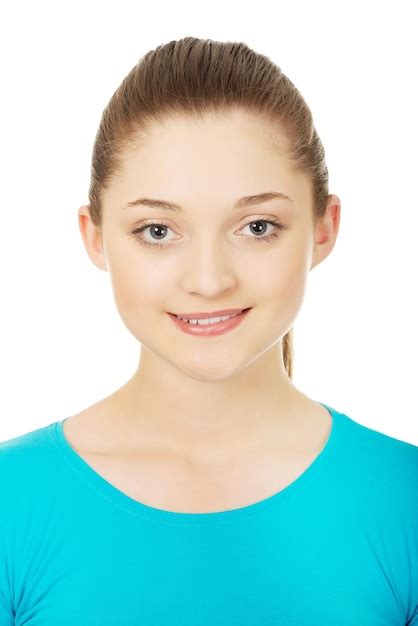 Premium Photo Close Up Portrait Of Young Woman Against White Background