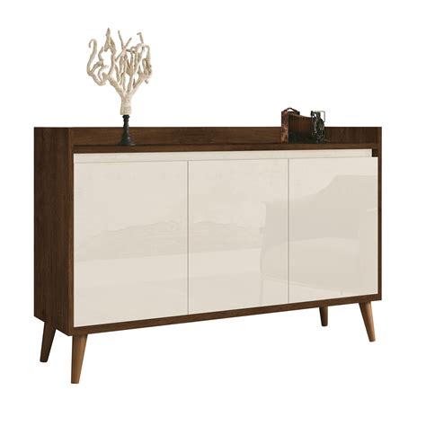 Buffet Delta Delux Retrô 3 Portas Malbec Off White MoveisAqui