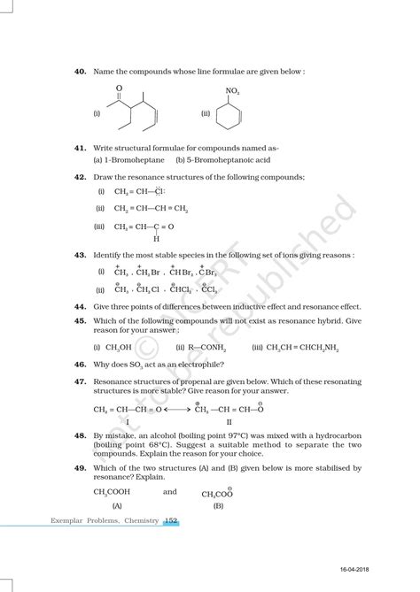 Ncert Exemplar Book For Class 11 Chemistry Chapter 12 Organic