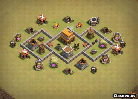 Town Hall 4 Th4 Wartrophy Base 75 With Link 6 2020 War Base Clash Of Clans