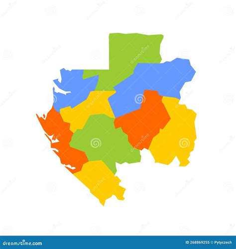 Carte Politique Gabon Des Divisions Administratives Illustration De