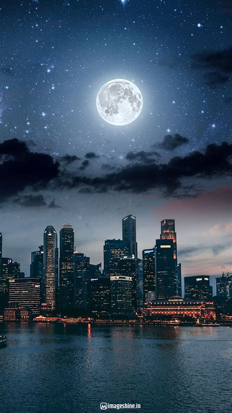 Moon and city background wallpaper for mobiles | Mobile wallpaper, City ...