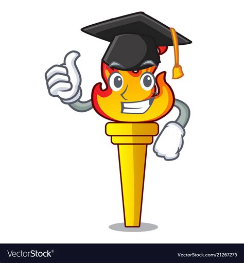 Graduation Torch Character Cartoon Style Vector Image