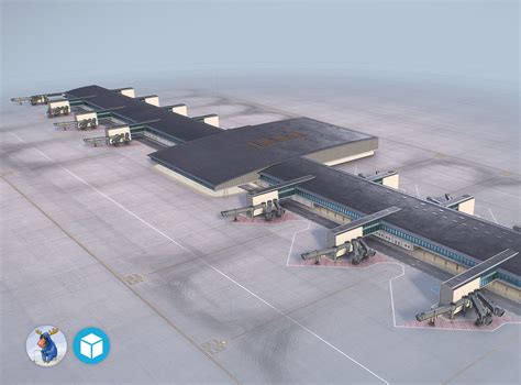 3D Model Airport Terminal Satellite4 LFPG VR AR Low Poly CGTrader