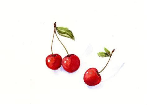 Watercolor Cherries Learn To Paint Realistic Berries Irina Trzaskos