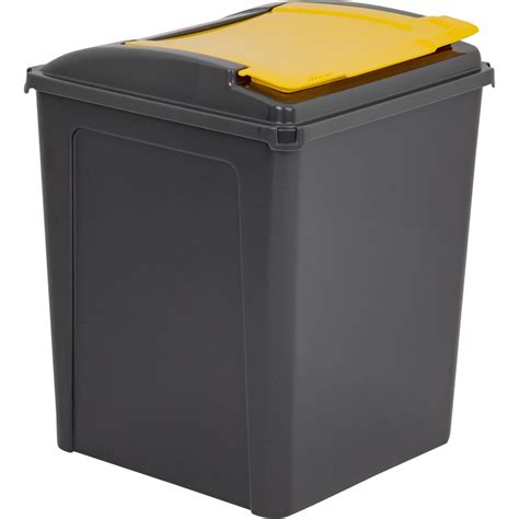 Bison 50l Recycling Bin With Lift Top Lid Yellow Janpal Uk