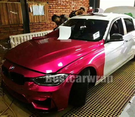 Rose Pink Candy Gloss Metallic Vinyl Wrap Whole Car Wrap With Air