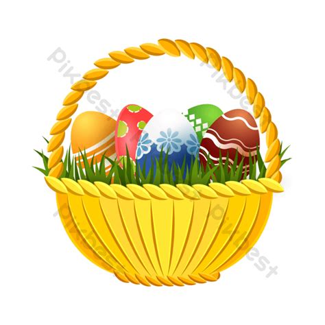 Cute Cartoon Happy Easter Basket With Ornamental Eggs Png Png Images Ai Free Download Pikbest