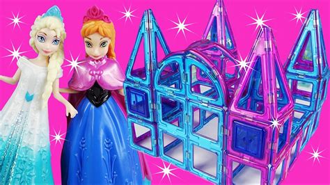 FROZEN ELSA Builds MAGNETIC Tile ICE PRINCESS CASTLE PALACE Build Your