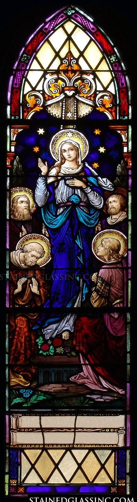 "Mary and the Assumption" Religious Stained Glass Window