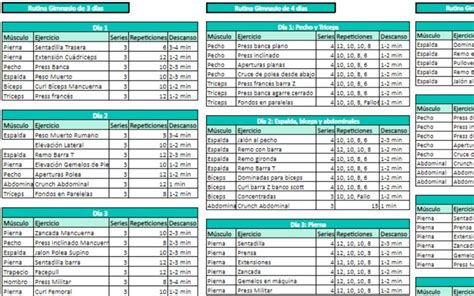 Plantilla Excel Plan De Entrenamiento Y Rutina De Gimnasio