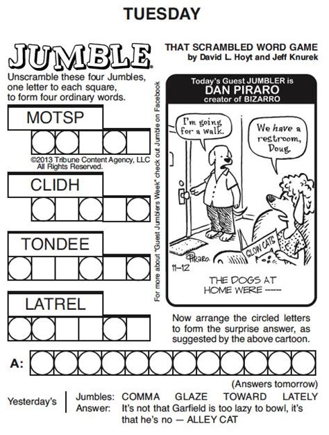 Daily Free Printable Word Jumble Puzzles