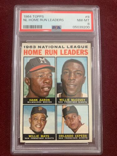 Hank Aaron Willie Mays Willie McCovey Cepeda 1964 Home Run Leaders PSA