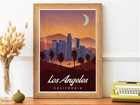 Los Angeles Travel Poster Los Angeles Print Travel Poster Etsy