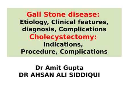 (PDF) Gall Stones Management Treatment PRESENTATION