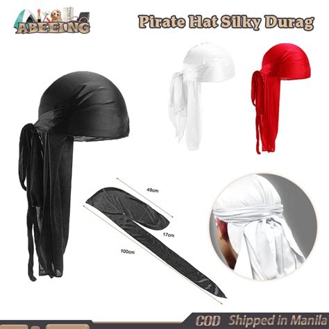 Durag Silk For Men Women Pirate Cap Bandana Extra Long Tail Waves Soft