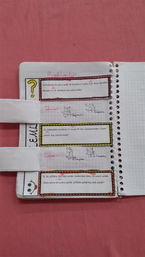 İnteraktif Defter Çalışması Matematik Problem Çözüyorum Matematik