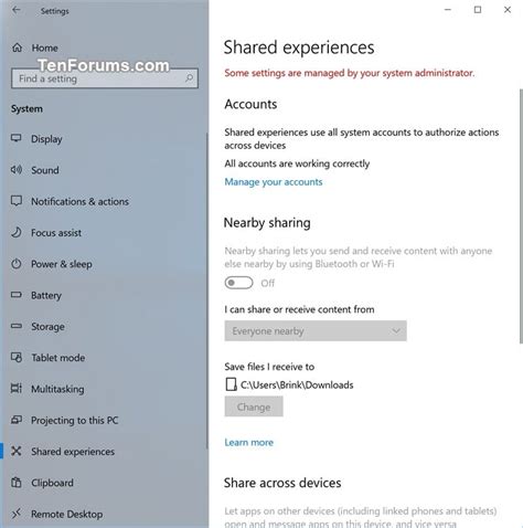 Enable Or Disable Shared Experiences In Windows 10 Tutorials