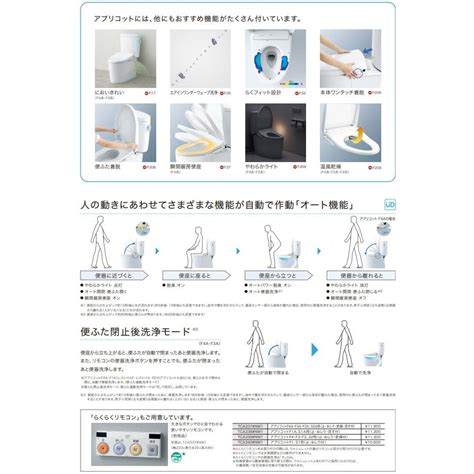 【tcf4734am】totoウォシュレットアプリコットシリーズf3aオート便器洗浄＋オート開閉密結形便器右側面洗浄レバー専用正面から見