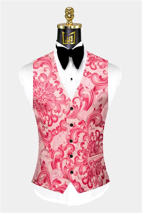 Mens Pink Floral Suit 3 Piece Gentlemans Guru