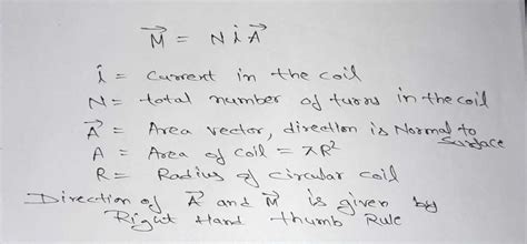 Formula Of Magnetic Dipole Moment Of Circular Coil Carrying Current Physics Electric Charges