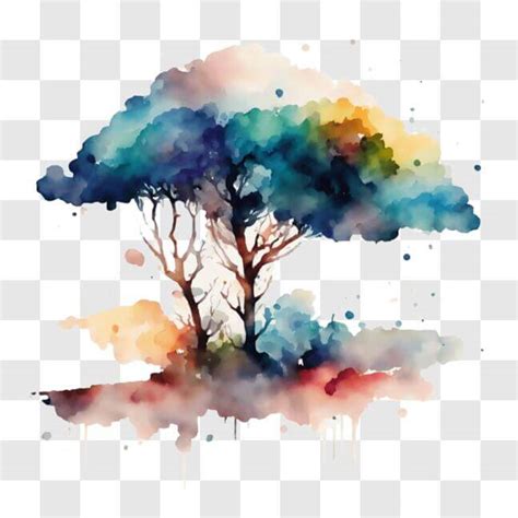 Download Abstract Tree Watercolor Painting PNG Online - Creative Fabrica