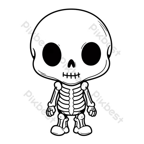 Skeleton Illustration Of Kawaii Face Coloring Pages Outline Sketch ...