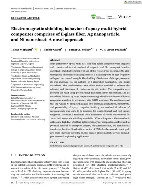 Electromagnetic Shielding Behavior Of Epoxy Multi Hybrid Composites Comprises Of E Glass Fiber