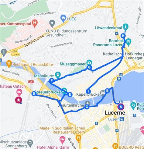 Lucerne City Self Guided City Walking Map Walking Map Map Lucerne