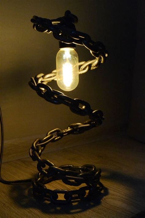 Table Desk Lamp Welded Chain Rustic Lamp Rustic Lamps Lamp Desk Lamp