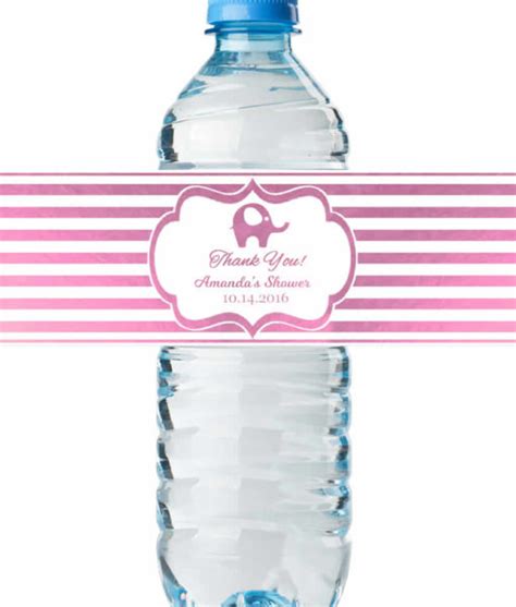 Water Bottle Labels Baby Girl Shower Real Metallic Print Lowest Price