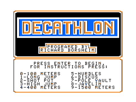 Screenshot Of Decathlon TRS 80 CoCo 1984 MobyGames