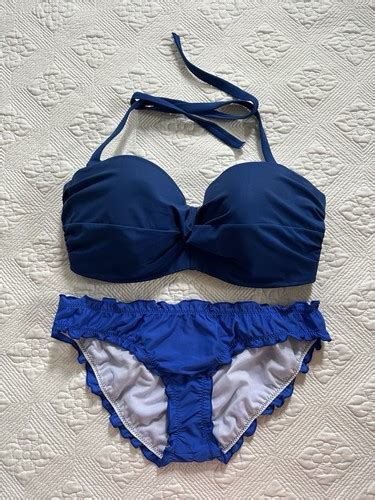 Victoria S Secret Blue Multiway Bikini 34DD Medium Bottoms Halter Strapless Top EBay
