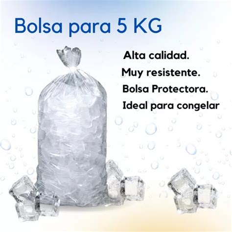 10 Kilos Bolsa De Hielo Transparente Para 5 Kg 30x60 Cm