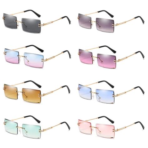 Gafas De Sol Sin Montura Para Mujer Lentes Rectangulares Sin Marco