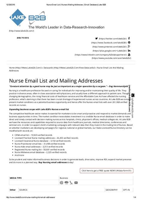 Nurse Mailing Database