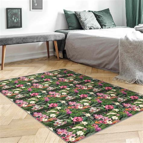 Teppich Bunte Tropische Blumen Collage