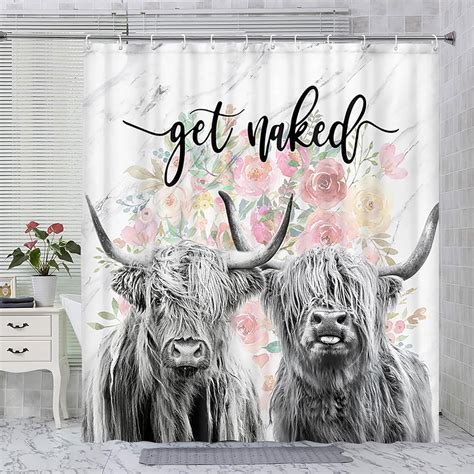 Amazon Highland Cow Shower Curtain Get Naked Shower Curtains Set