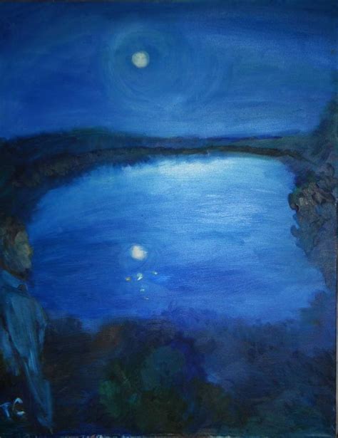 Night Lake Painting By Tatyana Step Saatchi Art Lake Painting