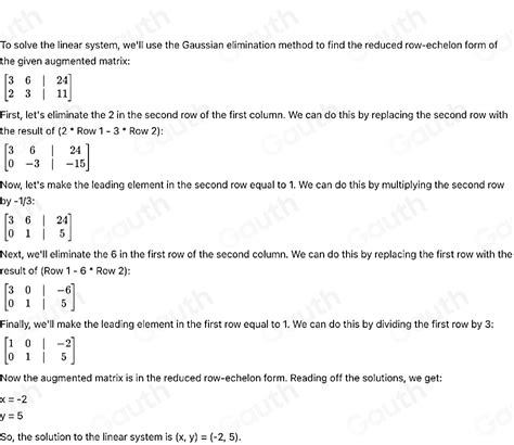 Solved Solve The Linear System Corresponding To The Following