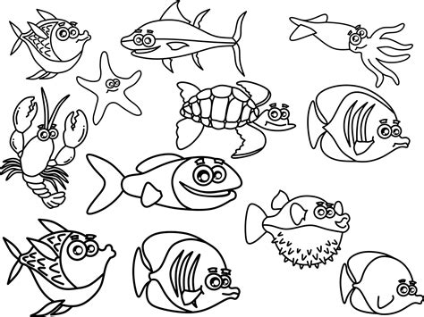 Sea fish coloring book 7797399 Vector Art at Vecteezy