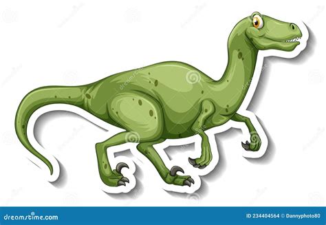 Velociraptor Dinosaur Cartoon Character Sticker Stock Vector