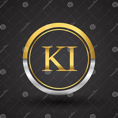 Ki Letter Logo In A Circle Gold And Silver Colored Vector Design