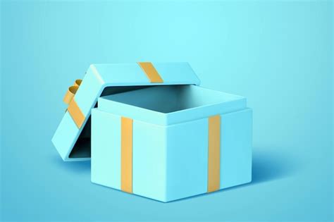 Una Caja De Regalo Azul Abierta Con Tapa Vector Premium