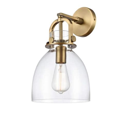 Innovations Newton Bell Light Brushed Brass Wall Sconce With Clear